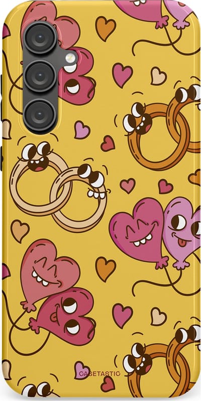 Casetastic Hoesje Geschikt voor Samsung S23 FE - Stijlvolle Beschermende Duo-layer Case - Gele Hartenpret
