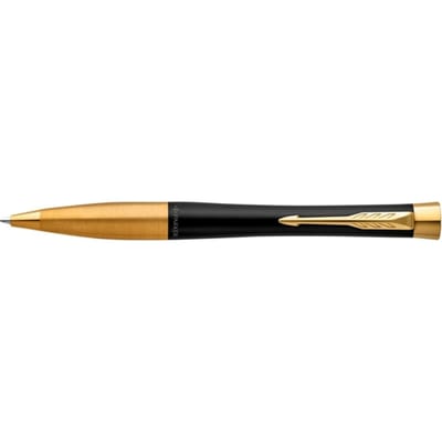 Parker Urban Twist balpen | zacht zwart en goud | medium punt blauwe inkt | geschenkdoos