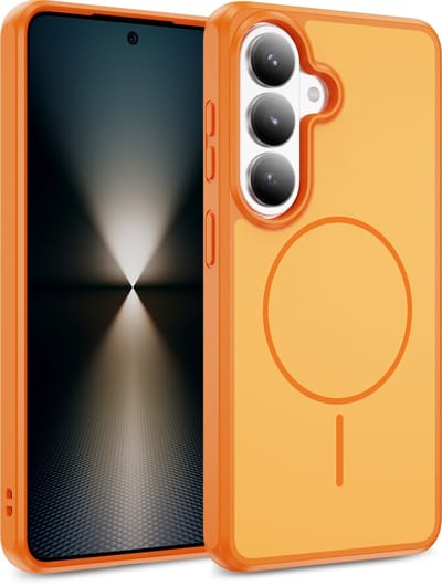 Casemania Hoesje Geschikt voor Samsung Galaxy S26 - Oranje - Magnetische Matte Back Cover - Minimalistische Telefoonhoesje Geschikt voor MagSafe