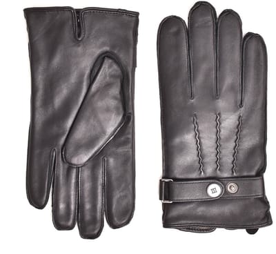DARIA | Leren handschoenen met polsband | zwart