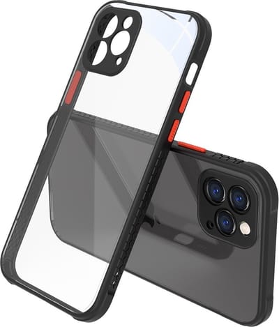 Peachy Clear kunststof hoesje geschikt voor iPhone 12 en iPhone 12 Pro - transparant met zwart