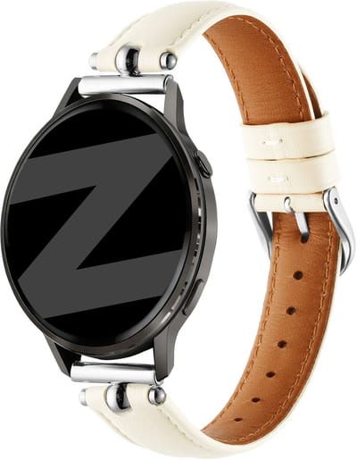 Bandz Leren 'D-Type' bandje geschikt voor Samsung Galaxy Watch 7 (40/44mm) / Galaxy Watch 6 (Classic) / Galaxy Watch 5 (Pro) / Galaxy Watch 4 / Watch 3 / Watch FE / Polar Ignite 3-2 / Pacer / Unite / Huawei GT3 - GT2 / Amazfit GTS 4-3-2 (Wit)