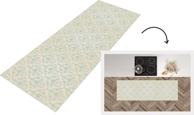 Keukenloper - Loper keuken - Damast - Vintage - Pastel - Design - 150x50 cm - Keukenloper vinyl