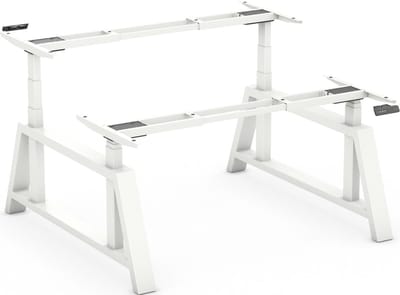 Worktrainer - OakDesk Dubbel Zit Sta Bureau - Hoogte 73,5 - 137,5 cm - Breedte 107,5 - 180 cm - Wit/Wit - Memory Bediening - In Hoogte Verstelbaar Bureau Duo Onderstel - Elektrisch Frame