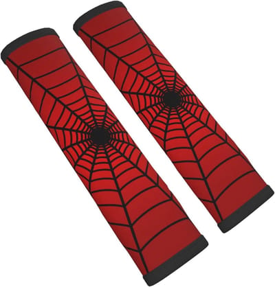 Veiligheidsgordelhoezen - Schouderriem Pads - Comfortabel Rijden - Decoratief Spinnenweb Design - Universele Maat - Rood