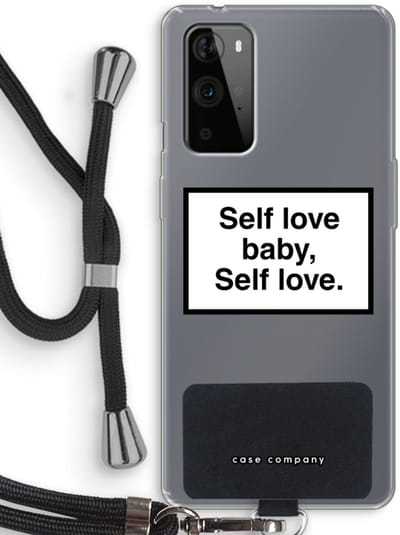 Case Company® - Hoesje met koord geschikt voor OnePlus 9 Pro hoesje met Koord - Self love - Telefoonhoesje met Zwart Koord - Bescherming aan alle Kanten en Over de Schermrand