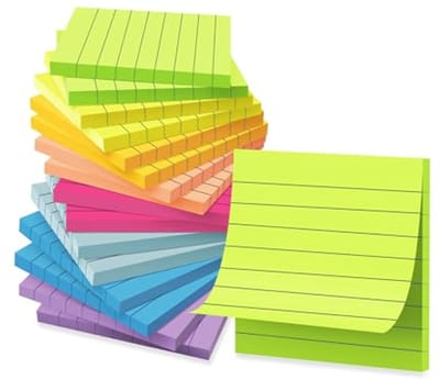 16-Pack Gevoerde Sticky Notes - Kleurrijke Memo Pads voor School en Kantoor - 3x3 Inch