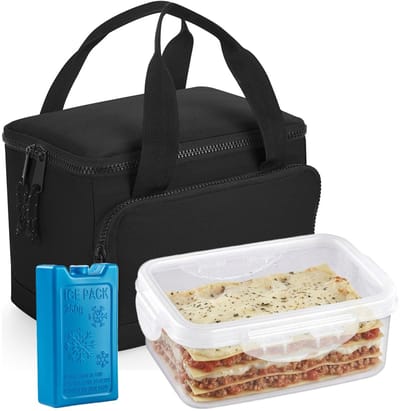 Bellatio Design Lunchtas / koeltas set - 3-delig - zwart - 24 x 17 cm - kantoor / school lunch
