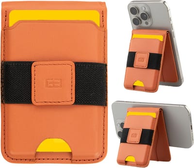 Garzini Premium Pasjeshouder van Echt Leer - Geschikt voor MagSafe Wallet - RFID Bescherming - Kaarthouder voor 7 Pasjes - Magnetische Kaarthouder - Oranje