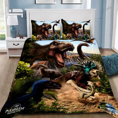 Heet J-Jurassic Dinosaurus Park Wereld Dekbedovertrek Kussensloop Dinosaurus Beddengoed Set Volwassen Jongen Meisje Slaapkamer Decoratie Enkel Dubbel 150*200cm 3pcs