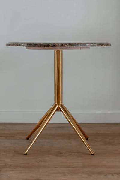 VLHOME marmeren salontafel roestvrij stalen onderstel ronde bijzettafel 50Ø x 53H goud -bruin