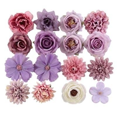 Paarse kunstbloemen set van 20 stuks kunstbloem decoratie bloemen voor muur krans DIY handwerk bruiloft feest interieur