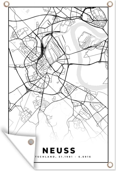 Muurdecoratie Kaart - Plattegrond - Stadskaart - Neuss - 120x180 cm - Tuinposter - Tuindoek