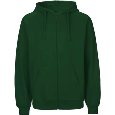 Neutral Unisex Tiger Cotton Hoodie With Zipper NET63301 - Bottle Green - XS