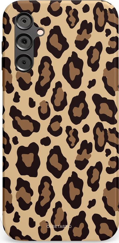 Casetastic hoesje geschikt voor Samsung Galaxy A14 (2023) 5G / Samsung Galaxy A14 (2023) 4G - Dubbellaagse bescherming - Wilde Panter - Fashion Case - Zwart Taupe Crème