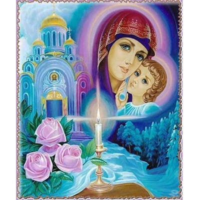 Kit de point de croix bricolage diamant broderie Notre Dame diamant peinture mosaïque décor à la maison 20X30CM brown