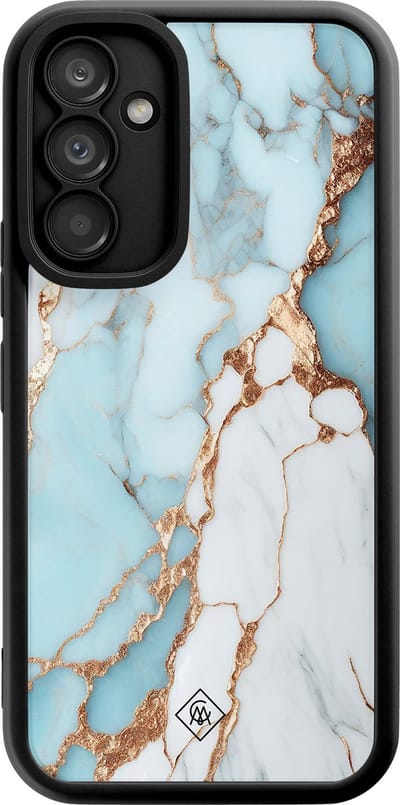 Casimoda® hoesje - Geschikt voor Samsung Galaxy A54 - Marmer Lichtblauw - Zwart TPU Backcover - Marmer - Blauw
