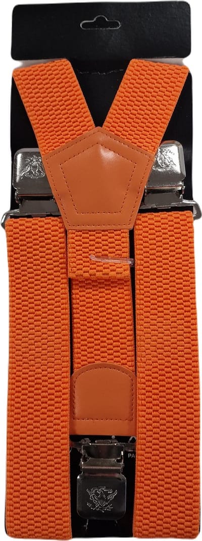 Bretels | Kleur: Oranje | Bretels Heren Volwassenen | Stevige Clips | Sterke Clips | Brede Clips | One Size Fits All | Felle Kleur | Carnaval | Verkleedspullen