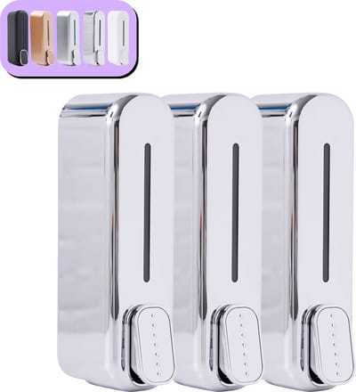 K&G® Shampoo Dispenser - Zeepdispenser - Soap Dispenser - 350 ml per Reservoir - Wandmontage - Chrome - 3 Reservoirs