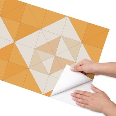 Coloray Meubel Wrap Folie - Oranje Meubelfolie - 50x100 cm - Meubel Wrap Folie Driehoekig mozaïek - Plakfolie Meubels - Geometrische Meubelfolie - Decoratiefolie Zelfklevend - Slaapkamer decoratie - Geometrie