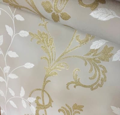 Diamond Dust Vliesbehang 450552 – Linnenlook Nude Goud Glitter – Planten Design