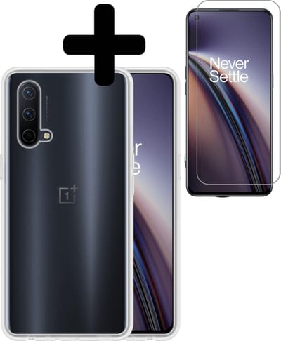 Hoesje - Met Screenprotector - Geschikt voor OnePlus Nord CE - Sterk & Shockproof - Back Cover - Siliconen Case - Telefoon Hoes - Telefoonhoesjes - Transparant