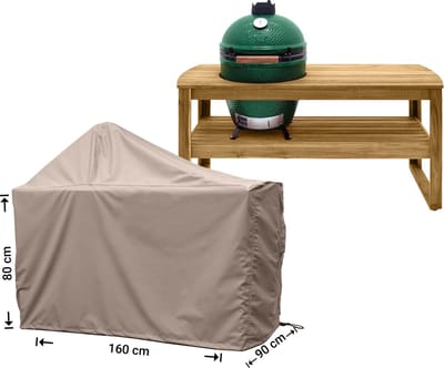 Raffles Covers Big Green Egg / Kamado hoes - 160 x 90 H: 140 cm - RBGE160 - Waterdicht - Ademend - UV-bestendig - Elastisch rijgkoord - Big Green Egg / Kamado Accessoires - Hoes voor BBQ + Tafel