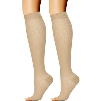Dijhoge Medische Compressiekousen Voor Spataderen Open Teen Druk Kousen Kuitondersteuning L or XL