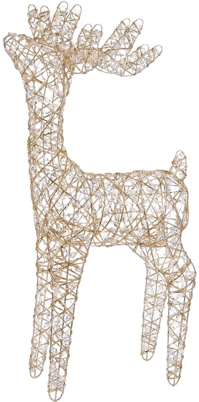 Clayre & Eef Kerstdecoratie met LED-verlichting Hert 53x18x85 cm / 3xAA Goudkleurig Metaal