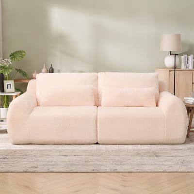 Slaapbank 2 persoons - Zetelbed - slaapbanken 2 personen - Met USB en zijvak - Met Armleuningen - Met rugleuning - Sofa - Bedbank - Bank - Geen installatie nodig - Comfortabel - Hoge elasticiteit - Roze