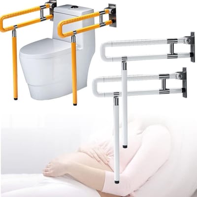 Vouwbare Wandsteun voor Toilet, Rvs Ondersteuningshandgreep voor Senioren en Zwangere Vrouwen, 75 cm, Wit, Veiligheid en Comfort in de Badkamer