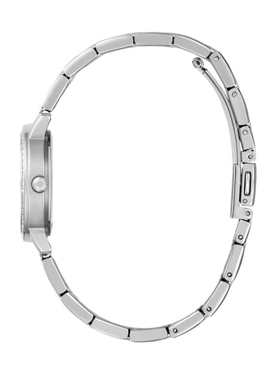 Guess Melody Kwarts Analoog Horloge Zilverkleurig Kast Gemaakt Van 100% Roestvrij Staal En Een Armband Van 100% Roestvrij Staal 28 GW0808L1, GW0808L2