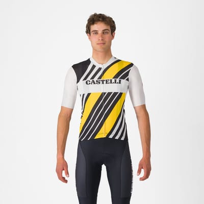 Castelli Heritage fietsshirt korte mouwen BLACK/WHITE-YELLOW - Mannen - maat XL
