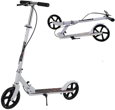 Step-Opvouwbare Step en Volwassenen-Kinderstep Stuur in 3 standen verstelbaar-Aluminium step-Draagvermogen 100 kg-Wit
