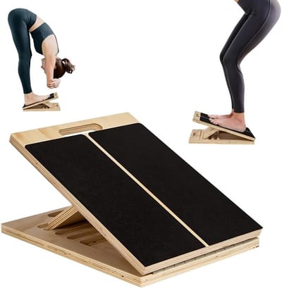 Verstelbare Houten Schuin Plank, Ideaal voor Squats, Calf Stretcher en Ondersteuning van Benen en Knieën tot 90 kg