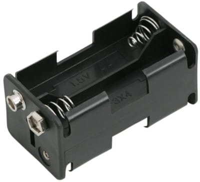 10x Batterijhouder AA naar 9V – Voor 4 AA batterijen – Met 9V clip connector – 10 stuks – Zwart - 10 Stuks [05345]