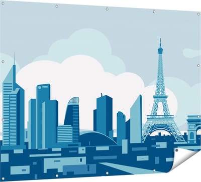 Gards Tuinposter Skyline van Parijs - Abstract - 160x120 cm - Tuindoek - Tuindecoratie - Wanddecoratie buiten - Tuinschilderij
