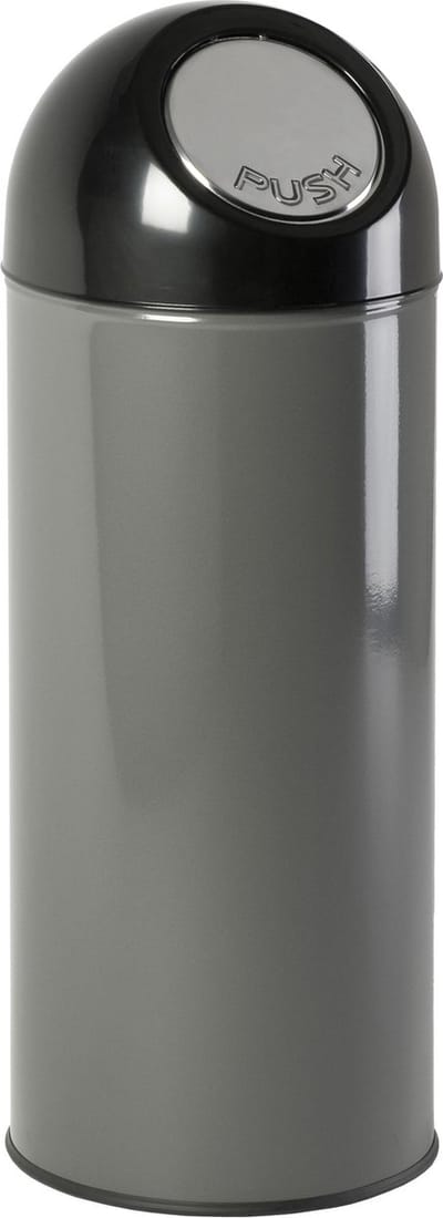 V-part - Afvalbak met pushdeksel 55 ltr - Steel Plastic - metallic, zwart