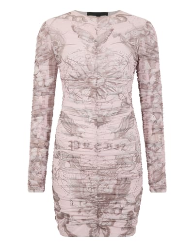 Wrinkled Mini Dress Butterfly Tattoo