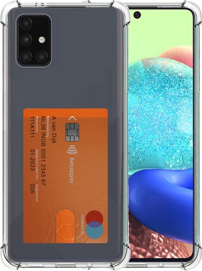 Smartphonica Telefoonhoesje Geschikt voor Samsung Galaxy A71 5G met Pasjeshouder Doorzichtig Siliconen - Transparant TPU Shockproof Backcover Case with Card Slot geschikt voor Samsung Galaxy A71 5G