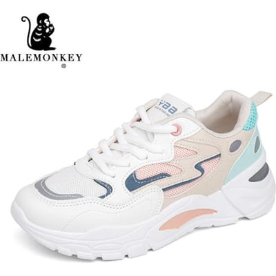 Platform Sneakers Dames Cacuale Schoenen Lente Herfst Studentenschoenen Ademend Antislip Hardlopen Sportschoenen Wit Damesschoenen 35 white