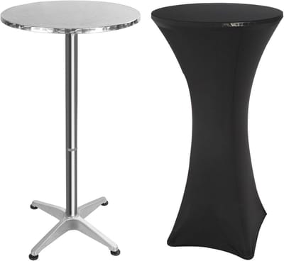 Opvouwbare Cocktailtafel Rond met Hoes - In Hoogte Verstelbaar voor Feest en Buffet