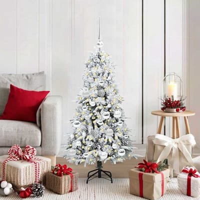 vidaXL - Kunstmatige - Hinged - Kerstboom - met - 150 - LED - Wit - 120 - cm - PE - en - PVC