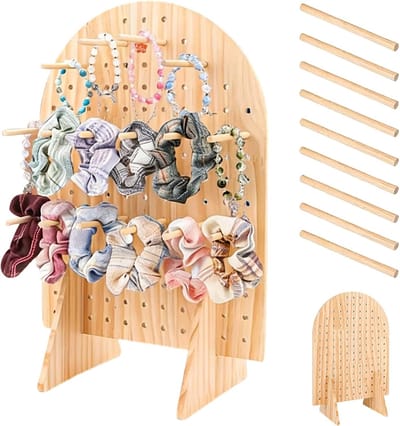 Presentatiebord met noppen - Sieraden organizer - Winkel presentatie - Stabiel ovaal ontwerp - 40 x 30 cm - Houtkleur
