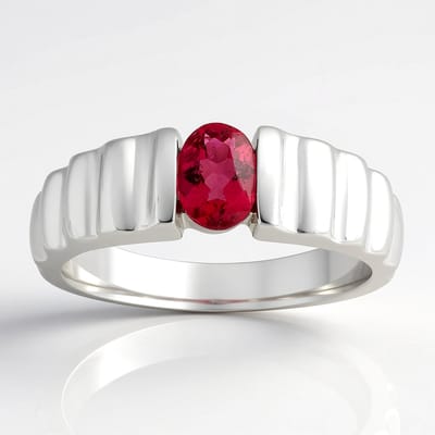 Cavill - AAA Braziliaanse Rubelliet Ring - 925 Sterling Zilver - 0,33 ct Ovaal Slijpsel - Elegante Roodkleurige Edelsteen - Verfijnde Sieraden