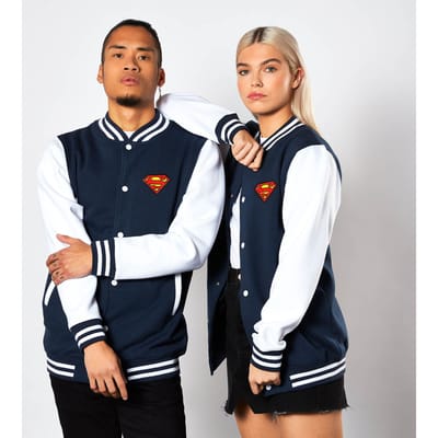 DC Comics Superman Varsity Jacket - Navy / White - L