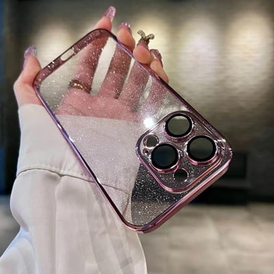 Luxe transparante telefoonhoes met glitterafwerking voor iPhone 16 Pro Max 15 14 13 12 11 Plus, gemaakt van hard PC-plastic en schokbestendig. For iPhone 16 gray