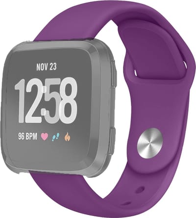 By Qubix - Compatible Fitbit bandje - geschikt voor Fitbit Versa 1 / 2 & Lite siliconen bandje - Maat: Large - Donkerpaars Smartwatchbandje bandje Armband Polsband Strap Band Watchband