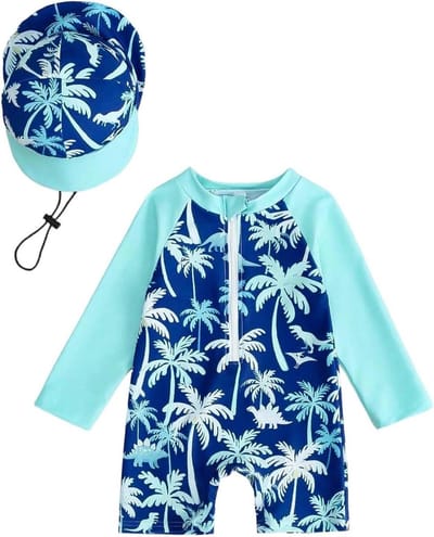 Zwempak Jongens - Rashguard Baby - Waterpret Bescherming - Afneembare Zonnekap - UPF 50+ - Blauw