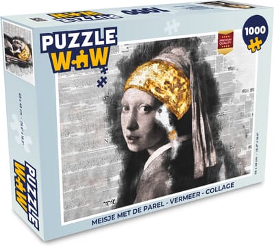 Puzzel Meisje met de parel - Vermeer - Collage - Legpuzzel - Puzzel 1000 stukjes volwassenen